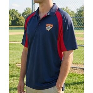 Cooperstown Dreams Park Mens XL Navy Red Baseball Polo Shirt Brocore Sports